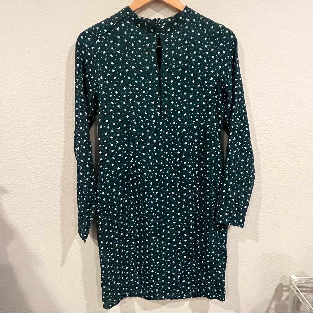 Rolla’s green and white ditsy floral polka dot long sleeve mini dress small
